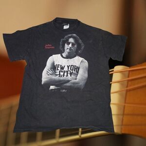 Vintage 90s John Lennon T Shirt Mens Medium Black New York City Winterland